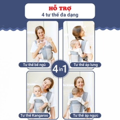 Địu em bé 3-36 tháng đa năng gọn nhẹ BBShine, Địu cho bé 4 tư thế thoáng khí cao cấp - SS046