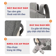 Địu em bé 3-36 tháng đa năng gọn nhẹ BBShine, Địu cho bé 4 tư thế thoáng khí cao cấp - SS046