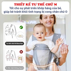 Địu em bé 3-36 tháng đa năng gọn nhẹ BBShine, Địu cho bé 4 tư thế thoáng khí cao cấp - SS046