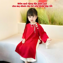 Áo Dài Cho Bé Gái 8-22kg Chất Lụa Cao Cấp Tông Màu Tết Siêu Đáng Yêu BBShine – AD012