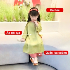 Áo Dài Cho Bé Gái 8-22kg Chất Lụa Cao Cấp Tông Màu Tết Siêu Đáng Yêu BBShine – AD012