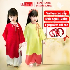 Áo Dài Cho Bé Gái 8-22kg Chất Lụa Cao Cấp Tông Màu Tết Siêu Đáng Yêu BBShine – AD012