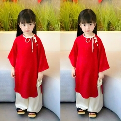 Áo Dài Cho Bé Gái 8-22kg Chất Lụa Cao Cấp Tông Màu Tết Siêu Đáng Yêu BBShine – AD012
