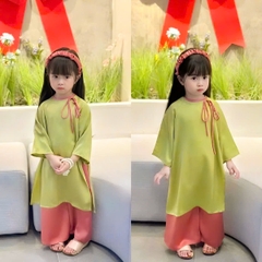 Áo Dài Cho Bé Gái 8-22kg Chất Lụa Cao Cấp Tông Màu Tết Siêu Đáng Yêu BBShine – AD012