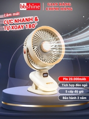 Quạt tích điện mini xoay tự động cao cấp BBShine, Quạt điện mini 20.000mAh không gây tiếng ồn - DT006