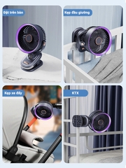 Quạt tích điện mini xoay tự động cao cấp BBShine, Quạt điện mini 20.000mAh không gây tiếng ồn - DT006