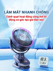 Quạt tích điện mini xoay tự động cao cấp BBShine, Quạt điện mini 20.000mAh không gây tiếng ồn - DT006