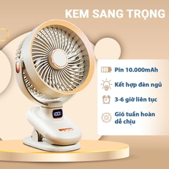 Quạt tích điện mini xoay tự động cao cấp BBShine, Quạt điện mini 20.000mAh không gây tiếng ồn - DT006
