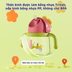 Bình Nước Cho Bé Gái Và Bé Trai Chống Sặc 300ml Cao Cấp (Tặng Kèm Dây Đeo) BBShine – BN015