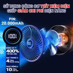 Quạt Tích Điện Mini Cao Cấp 20000mah Không Gây Tiếng Ồn Pin Cao BBShine – DT010