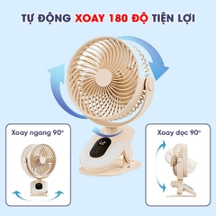 Quạt Tích Điện Mini Cao Cấp 25000mah Không Gây Tiếng Ồn Xoay Tự Động BBShine – DT012