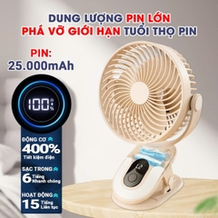 Quạt Tích Điện Mini Cao Cấp 25000mah Không Gây Tiếng Ồn Xoay Tự Động BBShine – DT012