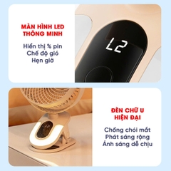 Quạt Tích Điện Mini Cao Cấp 25000mah Không Gây Tiếng Ồn Xoay Tự Động BBShine – DT012