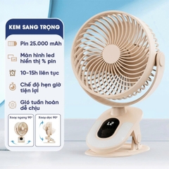Quạt Tích Điện Mini Cao Cấp 25000mah Không Gây Tiếng Ồn Xoay Tự Động BBShine – DT012