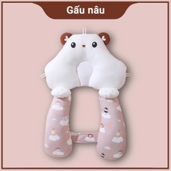 Gối chữ U cho bé sơ sinh chống giật mình cao cấp BBShine, Gối chống bẹp đầu có dây rút điều chỉnh 3 đầu giúp bé ngủ ngon – SS036