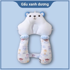 Gối chữ U cho bé sơ sinh chống giật mình cao cấp BBShine, Gối chống bẹp đầu có dây rút điều chỉnh 3 đầu giúp bé ngủ ngon – SS036
