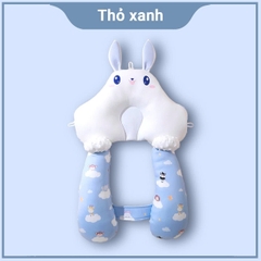 Gối chữ U cho bé sơ sinh chống giật mình cao cấp BBShine, Gối chống bẹp đầu có dây rút điều chỉnh 3 đầu giúp bé ngủ ngon – SS036