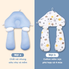 Gối chữ U cho bé sơ sinh chống giật mình cao cấp BBShine, Gối chống bẹp đầu có dây rút điều chỉnh 3 đầu giúp bé ngủ ngon – SS036