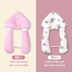 Gối chữ U cho bé sơ sinh chống giật mình cao cấp BBShine, Gối chống bẹp đầu có dây rút điều chỉnh 3 đầu giúp bé ngủ ngon – SS036