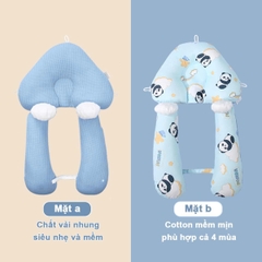 Gối chữ U cho bé sơ sinh chống giật mình cao cấp BBShine, Gối chống bẹp đầu có dây rút điều chỉnh 3 đầu giúp bé ngủ ngon – SS036