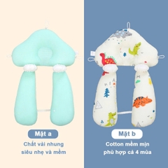 Gối chữ U cho bé sơ sinh chống giật mình cao cấp BBShine, Gối chống bẹp đầu có dây rút điều chỉnh 3 đầu giúp bé ngủ ngon – SS036