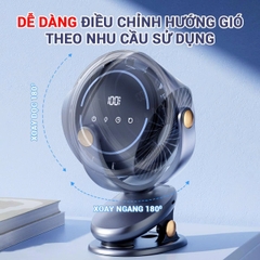 Quạt Tích Điện Mini Cao Cấp 10.000mah Không Gây Tiếng Ồn Xoay Tự Động BBShine – DT013
