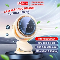 Quạt Tích Điện Mini Cao Cấp 10.000mah Không Gây Tiếng Ồn Xoay Tự Động BBShine – DT013