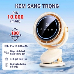 Quạt Tích Điện Mini Cao Cấp 10.000mah Không Gây Tiếng Ồn Xoay Tự Động BBShine – DT013