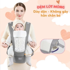 Địu Em Bé 0-2 Tuổi Chống Gù Đa Năng 9 Tư Thế Vải Lưới Thoáng Mát An Toàn Cho Bé Yêu BBShine – SS062