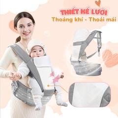 Địu Em Bé 0-2 Tuổi Chống Gù Đa Năng 9 Tư Thế Vải Lưới Thoáng Mát An Toàn Cho Bé Yêu BBShine – SS062