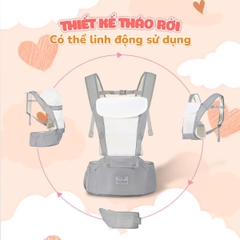 Địu Em Bé 0-2 Tuổi Chống Gù Đa Năng 9 Tư Thế Vải Lưới Thoáng Mát An Toàn Cho Bé Yêu BBShine – SS062
