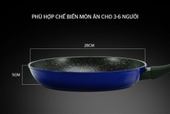Chảo chiên chống dính đá hoa cương đáy từ Sunhouse 28cm SFP28B - Xanh