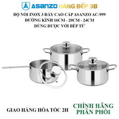 Bộ nồi inox 3 đáy Asanzo AC-999