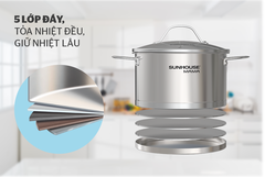 Nồi Inox 304 5 đáy 24cm Sunhouse MAMA SHG502-24