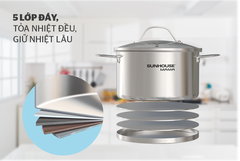 Bộ 3 nồi inox 5 đáy Sunhouse Mama SHG502