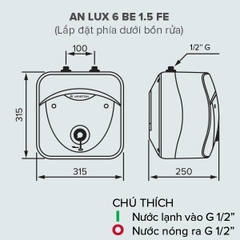 Máy nước nóng gián tiếp Ariston 6 lít ANDRIS LUX 6BE