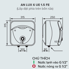 Máy nước nóng gián tiếp Ariston 6 lít ANDRIS LUX 6UE