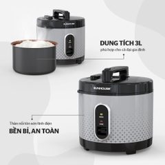 Nồi cơm điện Sunhouse nắp gài SHD8306 - 3 lít