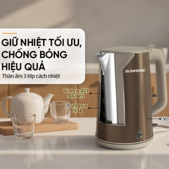Bình siêu tốc inox 3 lớp Sunhouse 1.8 lít SHD1377