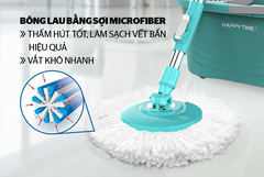 Bộ lau nhà xoay 360 độ Happy Time KH-CL330PB - Xanh