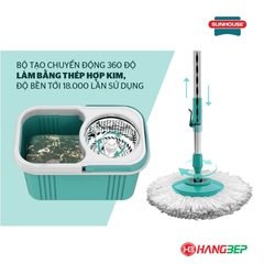 Bộ lau nhà xoay 360 độ Sunhouse Happy Time KH-CL330S - Tặng thêm 1 bông lau