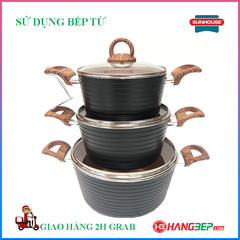 Bộ nồi chống dính ceramic đáy từ Sunhouse SHG2003MCA