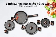 Bộ nồi chảo chống dính Ultra Titanium SUNHOUSE ST2204B-28