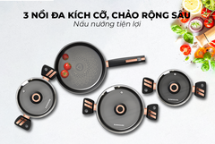 Bộ nồi chảo chống dính Ultra Titanium Sunhouse ST2204B