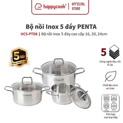 Bộ nồi inox 304 5 đáy Happycook Penta HCS-PT06