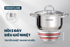 Bộ nồi inox 5 đáy Sunhouse SHG517