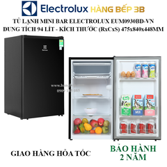 Tủ lạnh mini Electrolux 94 lít EUM0930BD-VN đậm đen