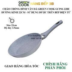 Chảo chiên vân đá Green Cook 22cm GCP01-22IH