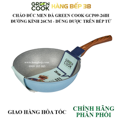 Chảo đúc men đá xanh Sapphire Green Cook 26cm GCP09-26IH
