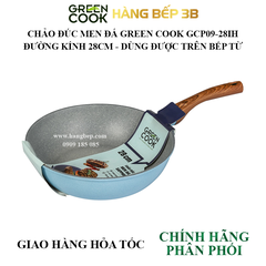Chảo đúc men đá xanh Sapphire Green Cook 28cm GCP09-28IH